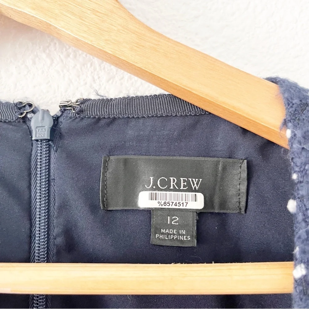 J.Crew Navy Tweed Sleeveless Spotted Texture Retro Fit & Flare A-Line Dress